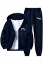 King Printed Zippered Boy's Bottom Top Tracksuit Set