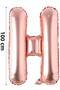 Foil Balloon Letter H Helium Balloon 100 Cm Rose Color