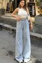 Women's Wide Leg Blue Snow Wash Jeans - 700-Kt-0088 - 4