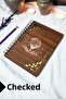 Cappadocia Wooden Cover Spiral School Notebook - Checkered Notebook - 60 Sheets (120 Pages) - A5 15X21 cm