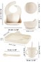 5-Piece Silicone Feeding Set - Baby Food Bib - Plate - Vacuum Bowl - Straw Cup - Spoon-Beige - 7