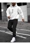 Men's Winter White Sweatshirt Tracksuit Combination Suit Bottom Top
