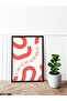 Red Wavy Patterned Typographic One Piece Black Wooden Framed Painting - 2