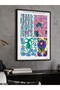 Blue-Purple Flower Illustration One Piece Black Wooden Framed Painting - 3