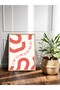 Red Wavy Patterned Typographic One Piece Wooden Framed Painting - 2