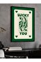 Green'Lucky You' Card One Piece Black Wooden Framed Painting - 3