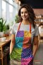 Suede Fabric Fragmented Floral Patterned Kitchen Apron, Cook Apron, Waiter Apron, Restaurant Apron - 2