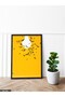 Bird Illustration with Yellow Background One Piece Painting with Black Wooden Frame - 2