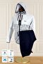 White Scuba Diving Fabric with Fleece Inside K Hooded Zippered Pockets Elastic Leg Men's Tracksuit Set - 2