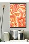 Orange Wavy Pattern One Piece Black Wooden Framed Painting