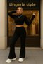 Ribbed Half Turtleneck and High Waist Flexible Bottom Top Casual Sports Suit