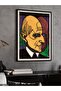 Men's Portrait with Yellow Background One Piece Painting with Black Wooden Frame - 3