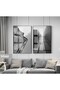Amazing | Black&White Set Skydelenler Modern Combination | Framed Glass Table 2 Pieces Vertical