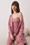 Gül Kurusu 3'lü Paket Pamuklu Fitilli Örme Pijama Takımı THMAW26PT00215 - 2