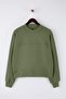 Haki Oversize/Geniş Kalıp Dik Yaka Kalın İçi Polarlı Örme Sweatshirt TWOAW26SW00205 - 5