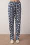 Navy Blue Cotton Galaxy Patterned Slogan Sleep Band Knitted Pajama Set Thmaw25Pt00223 - 3