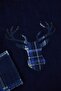 Navy Blue Regular Fit Couple /Double Plaid Patterned Fleece Pajama Set Tmnaw26Pt00036 - 4