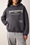 Antrasit Kalın İçi Polarlı Kapüşonlu Slogan Baskılı Boxy Fit Örme Sweatshirt TWOAW26SW00217 - 3