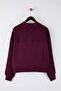 Mürdüm Oversize/Geniş Kalıp Dik Yaka Kalın İçi Polarlı Örme Sweatshirt TWOAW26SW00205 - 7