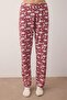 Burgundy Cotton Blend Galaxy Patterned Slogan Sleep Band Knitted Pajamas Set Thmaw25Pt00223 - 3