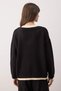 Black V-Neck Wide Fit Color Block Knitwear Sweater Twoaw26Kz00269 - 5