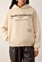 Stone Thick Fleece Inside Hooded Slogan Printed Boxy Fit Knitted Sweatshirt Twoaw26Sw00217 - 3