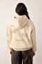 Stone Thick Fleece Inside Hooded Slogan Printed Boxy Fit Knitted Sweatshirt Twoaw26Sw00217 - 4