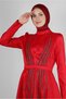 STYLE COLLAR STONE PRINTED EVENING DRESS 50308 - 3