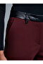 71603 Faux Leather Detailed Trousers-Burgundy - 4