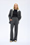 Striped Elastic Waist Wide Leg Trousers Dark Gray