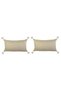 Cream Colored 2-Piece Double Sided Tasseled Throw Pillow Cover Set