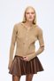 Zippered Hooded Knitwear Cardigan Mink