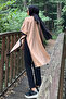 Women's Oversize Tasseled Stripe Detailed Contrast Poncho (Thin Knitwear) - 5