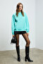 Karius women's organic cotton fleece-lined oversize round neck blue sweatshirt - 3