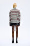 Ribbed Polo Neck Striped Knit Sweater Gray - 5