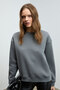 Vaneltina Women's Organic Cotton Soft Fleece Lined Round Neck Gray Sweatshirt