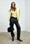 Lillesol Women's Ribbed Look Slim Fit Body-Fitting Round Neck Cotton Basic Yellow Blouse Undershirt - 4