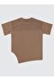 V Printed Asymmetrical T-Shirt for Ages 6-9 - Brown 7-8 Years Old - 2