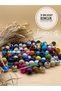 16 mm Mixed Color Wooden Beads (50 Grams 40 Pieces) Hole Diameter 7 mm Round Wide Hole Colorful Board