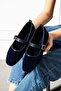 Bellina navy blue strappy gold buckle velvet textured elegant lightweight home ballet flat