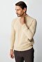 Beige Modern Fit Slim Fit Half Fisherman Plain Long Sleeve Knitwear - 5