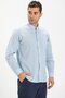 Long Sleeve Şile Fabric Judge Collar Single Pocket Men's Summer Shirt Ice Blue 3027