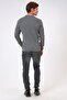 Gray Regular Fit Jacquard Cotton Crew Neck Knitwear - 5