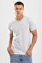 Men's V-Neck Cotton Flannel T-Shirt Gray Melange - 3