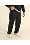 Men's Black Baggy Winter Wide-Leg Sweatpants with Fleece Lining - 5