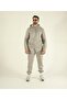 Men's Stone Winter Fleece-Lined Soft Textured Kangaroo Pocket K Hooded Elastic Leg Tracksuit Set - 7