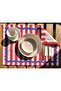 Red and White Striped American Serving Set of 2, Cobalt Blue Zigzag Stripe Detailed Presentation Serving Set 35X50 cm - 7