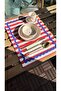 Red and White Striped American Serving Set of 2, Cobalt Blue Zigzag Stripe Detailed Presentation Serving Set 35X50 cm - 2