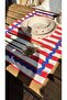 Red and White Striped American Serving Set of 2, Cobalt Blue Zigzag Stripe Detailed Presentation Serving Set 35X50 cm - 4