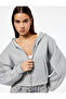 Shardonlu Hooded Printed Glitter Pocket Detailed Zippered Sweatshirt - 2